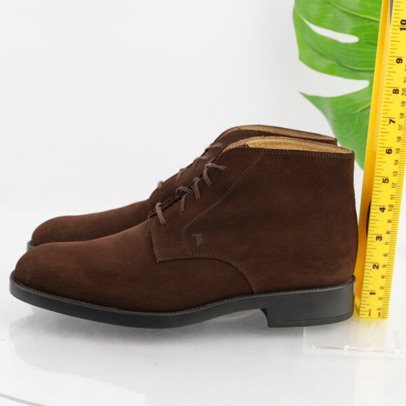 TODS Mens Chukka Boots Size 10 Brown Suede Lace Up Plain Toe Comfy Dress Shoes - Picture 8 of 13